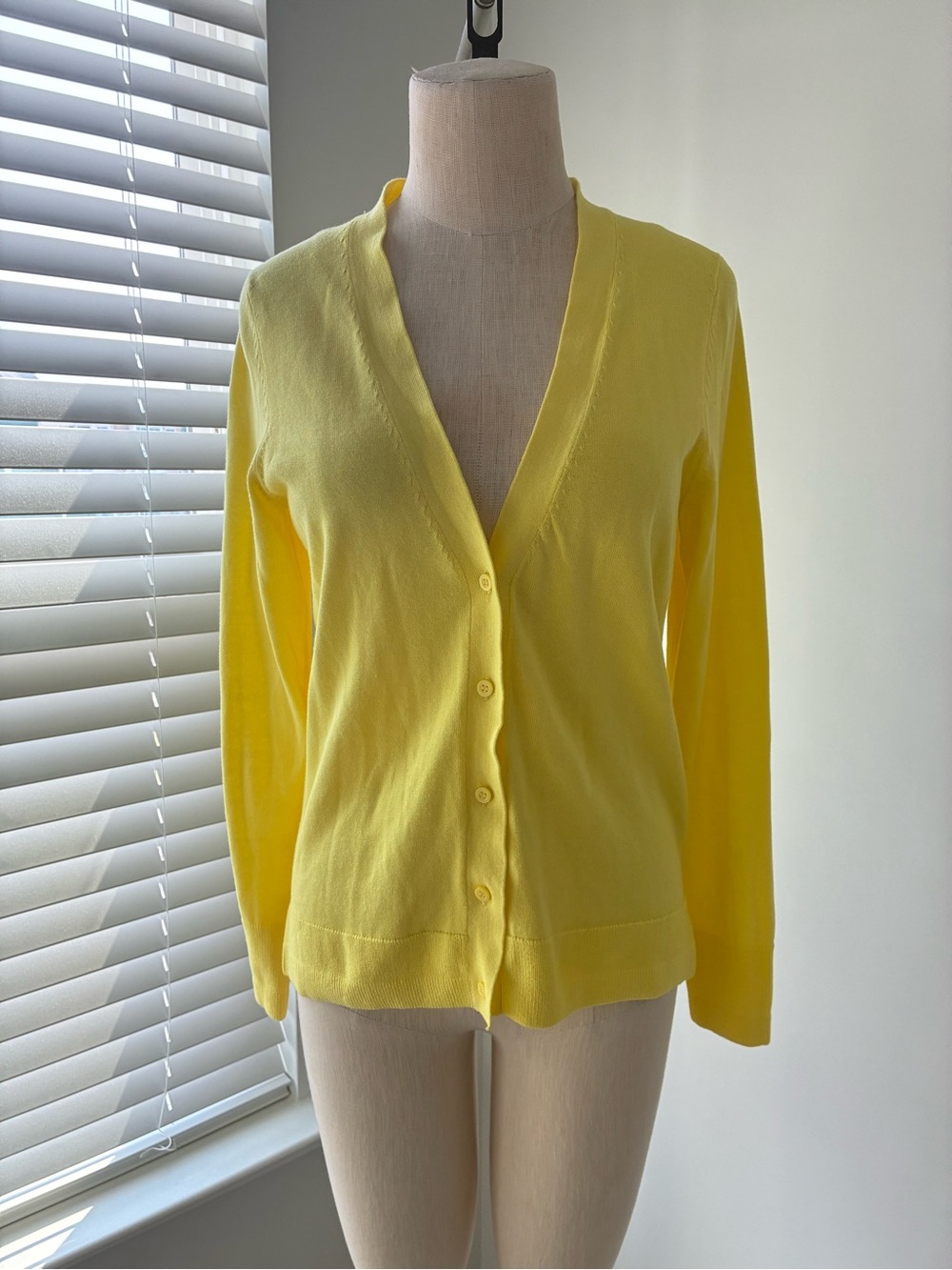 Esprit Women's Cotton Pastel Yellow V-Neck Cardigan Sweater
